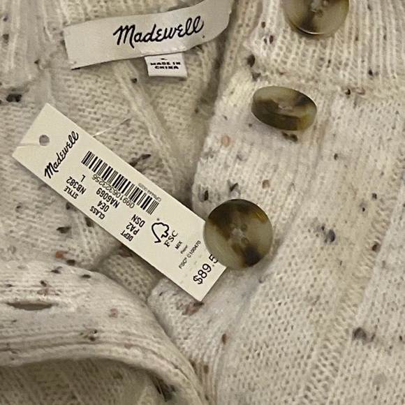 NWT Madewell Donegal Bowden Henley Wool Blend Sweater in Coziest Yarn Cozy Large - Picture 6 of 8